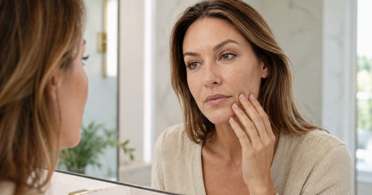Patient considering pores and skin texture treatment before Potenza consultation