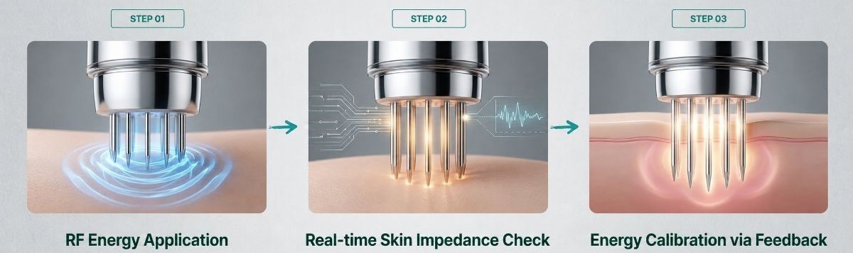Potenza RF microneedling energy and skin impedance diagram