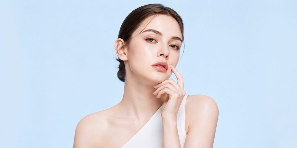 Portrait of a woman with a fair skin tone, the Fitzpatrick range this laser guide covers